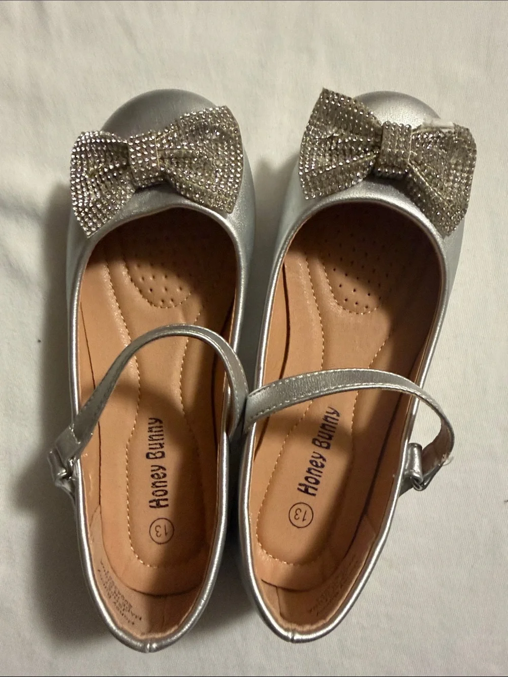 Girls' Silver Bow Mary Jane Shoes